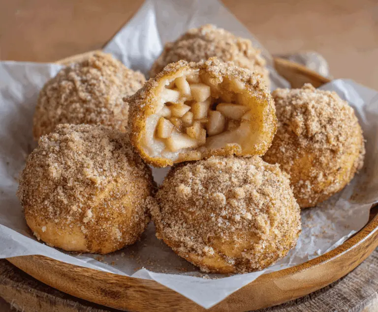 Delicious homemade Air Fryer Apple Pie Bombs with flaky crust and cinnamon-spiced apple filling, served fresh and golden brown.