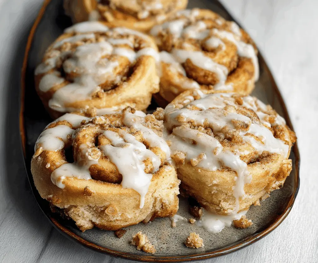 Delicious apple pie stuffed cinnamon rolls topped with cinnamon sugar and glaze, perfect for breakfast or dessert