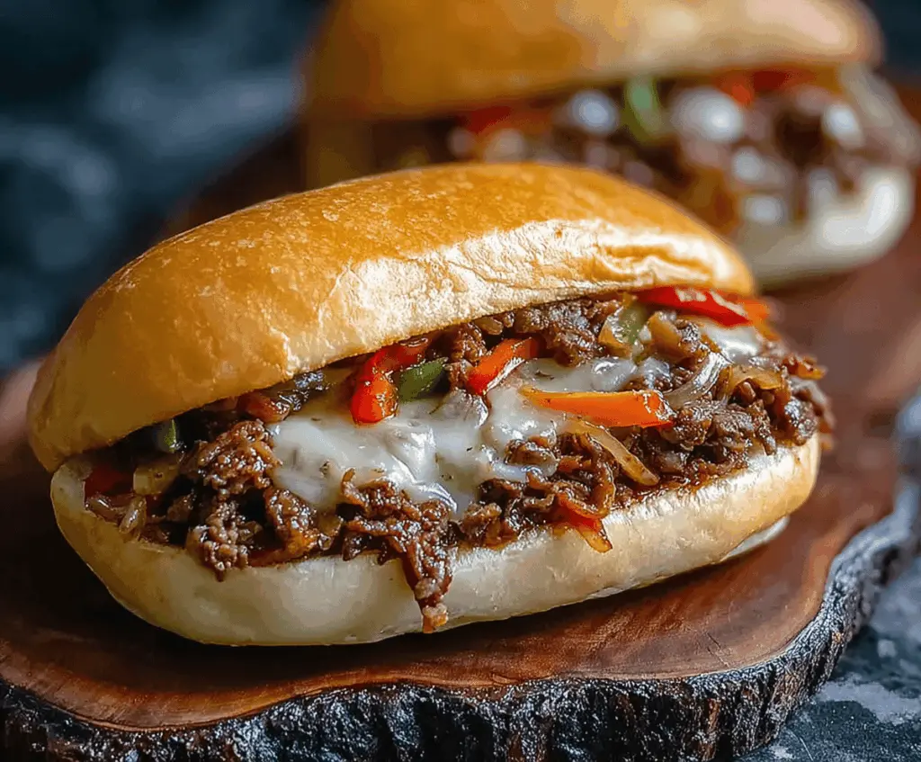 Delicious Gordon Ramsay Philly Cheesesteak Sloppy Joes featuring tender sliced steak, melted cheese, and fresh toppings in a toasted bun