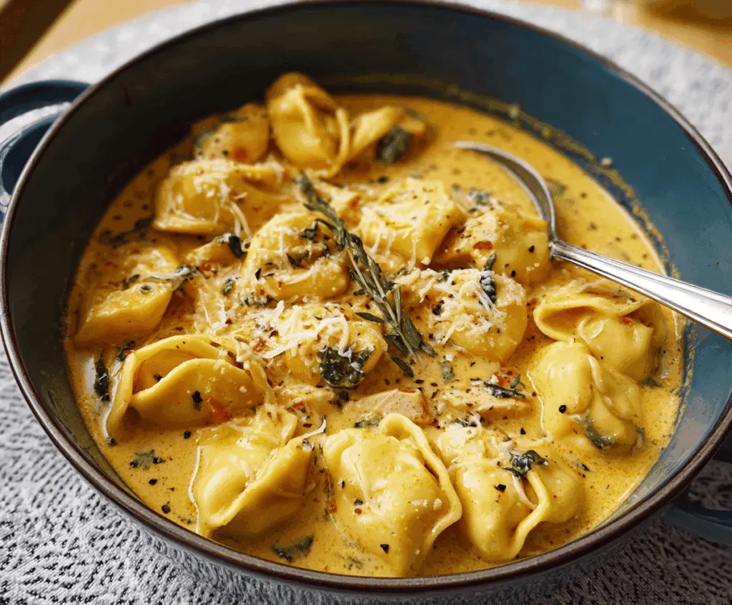 Delicious Marry Me Tortellini pasta dish topped with fresh herbs, perfect for romantic dinners and special occasions.