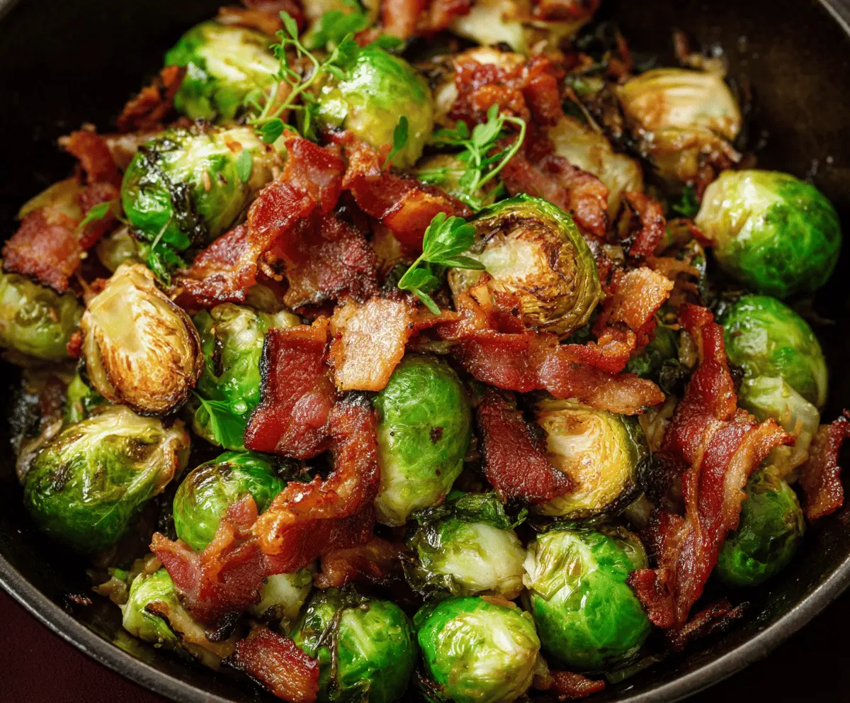Crispy bacon-wrapped Brussels sprouts served on a white plate, ready to enjoy as a savory appetizer or side dish