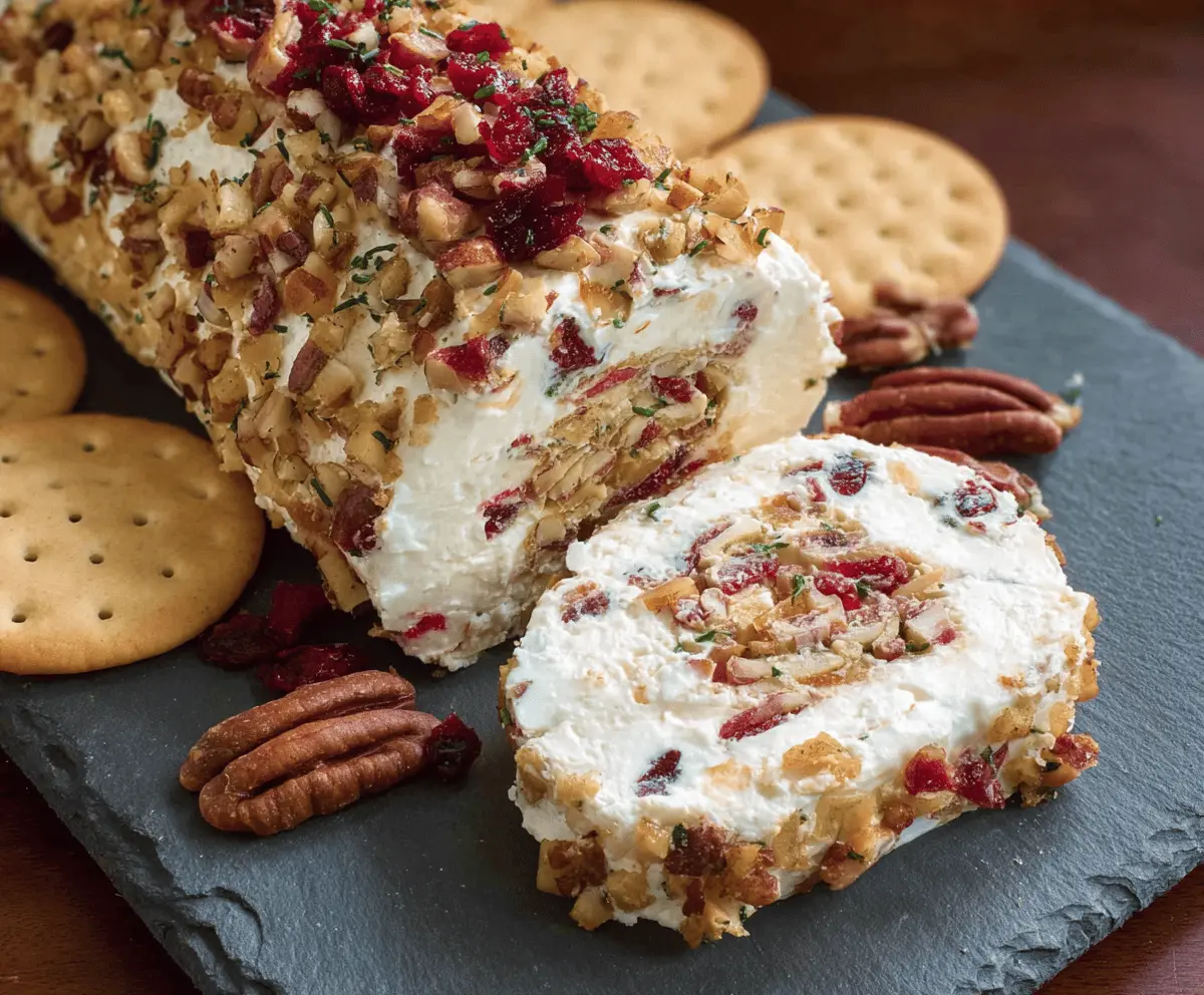 Easy Cranberry Pecan Cheese Log