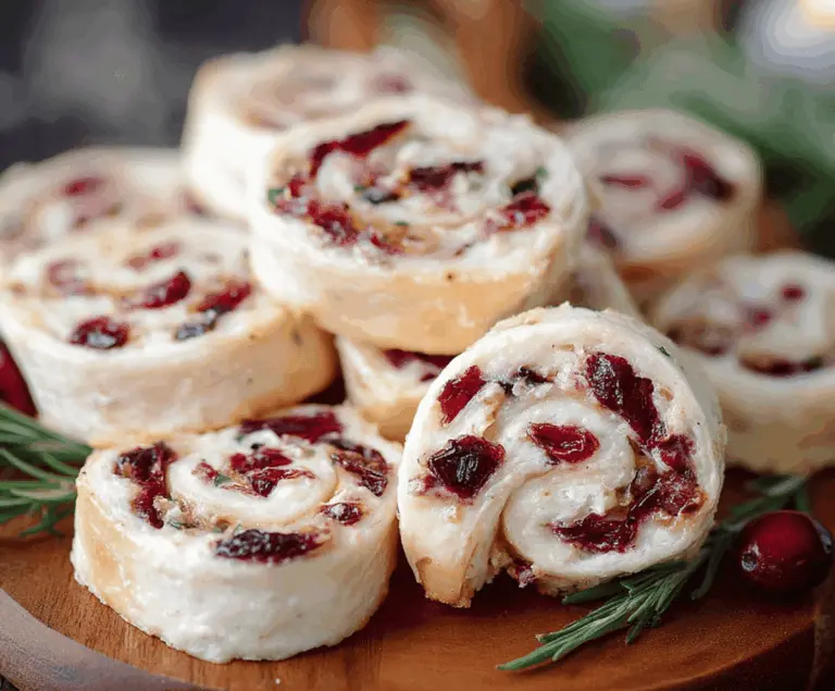Festive Christmas Cranberry Pinwheels served as a holiday appetizer on a festive platter.