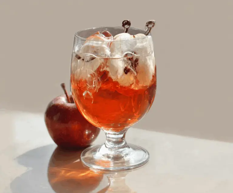 Spooky Poisoned Apple Cider in a glass mug with apple slices and cinnamon sticks, perfect for Halloween celebrations
