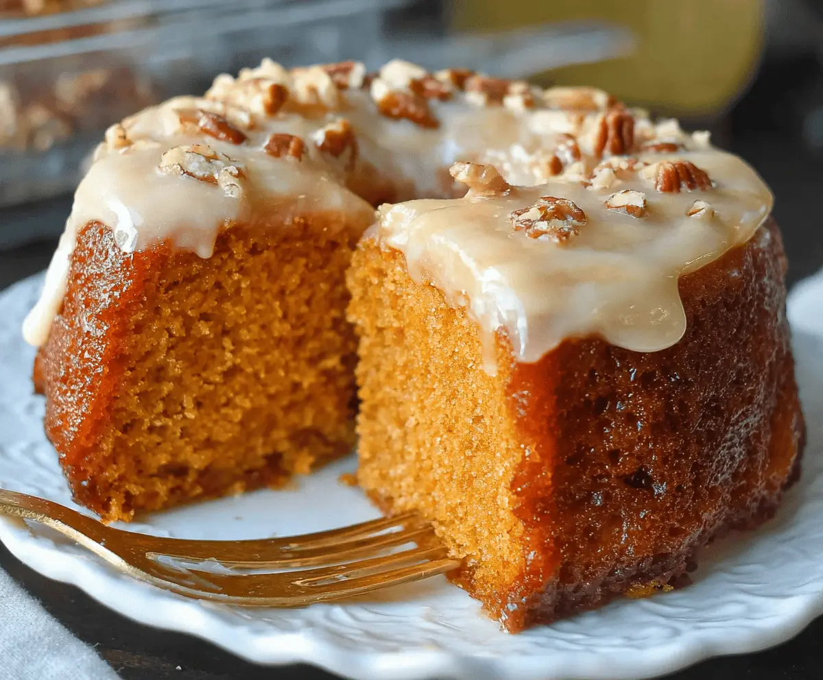 Delicious sweet potato butter cake topped with a shiny easy glaze, perfect for dessert or special occasions.