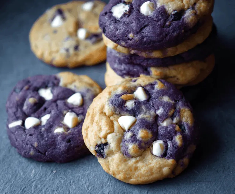 Bakery-style blueberry white chocolate chip cookies fresh from the oven, golden and filled with vibrant blueberries and creamy white chocolate chunks.