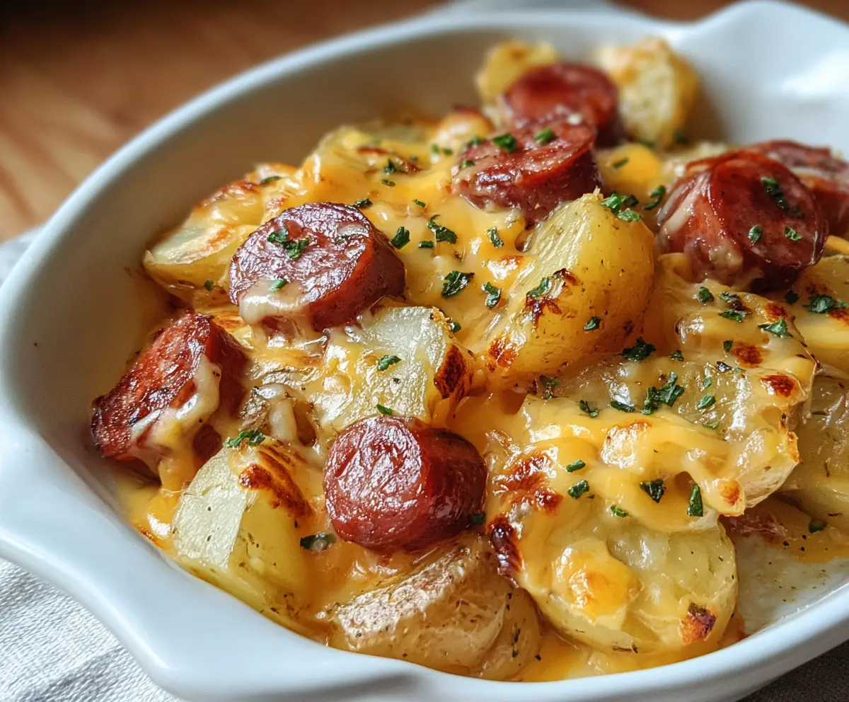 Cheesy Ranch Potatoes & Sausage Bake