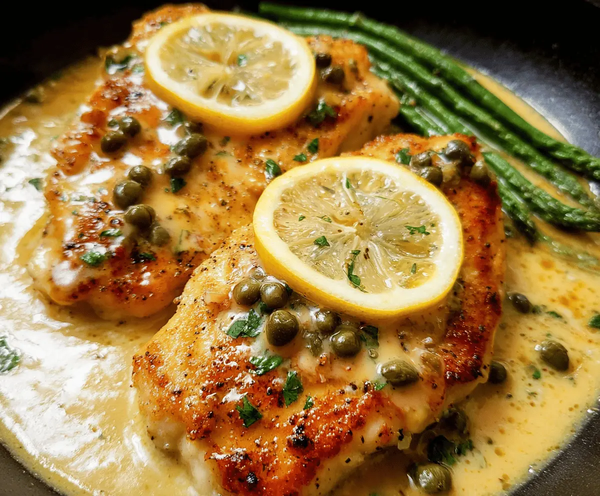 Delicious Chicken Piccata with Lemon Sauce served on a plate, garnished with fresh herbs.