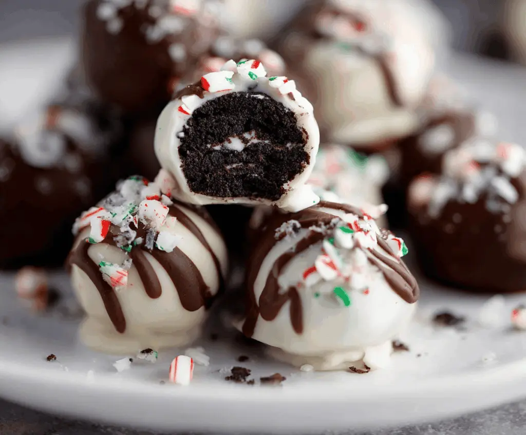 Festive Christmas Oreo Balls decorated with colorful sprinkles for holiday celebration