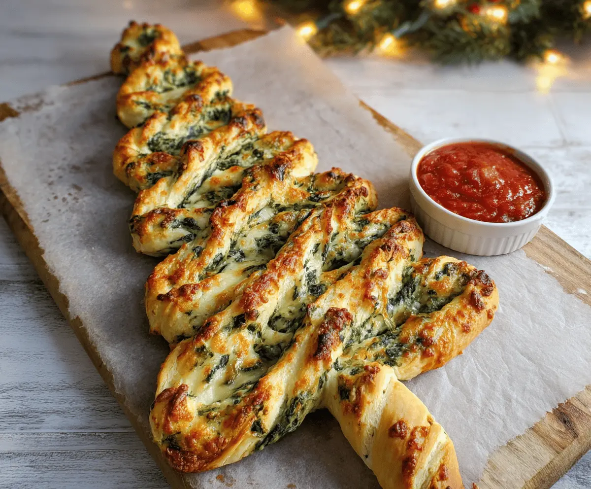 Easy Christmas Tree Spinach Dip Breadsticks