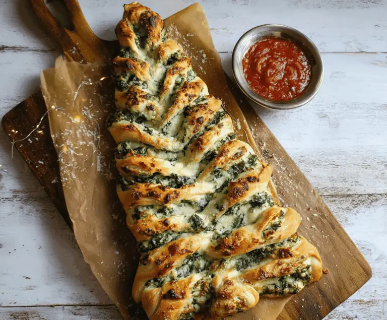 Festive Christmas Tree Spinach Dip Breadsticks for holiday appetizers