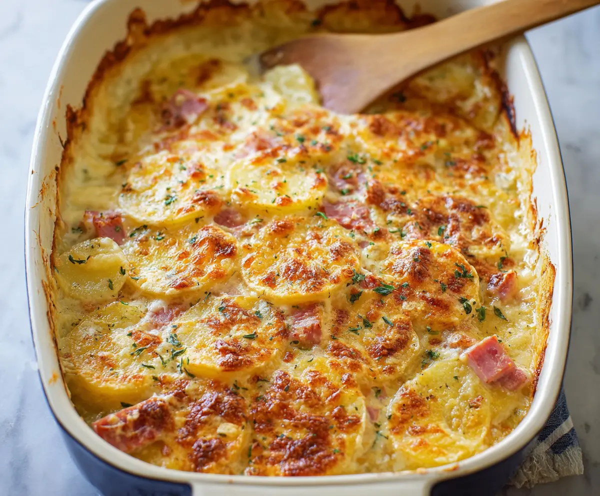Easy Classic Scalloped Potatoes with Ham