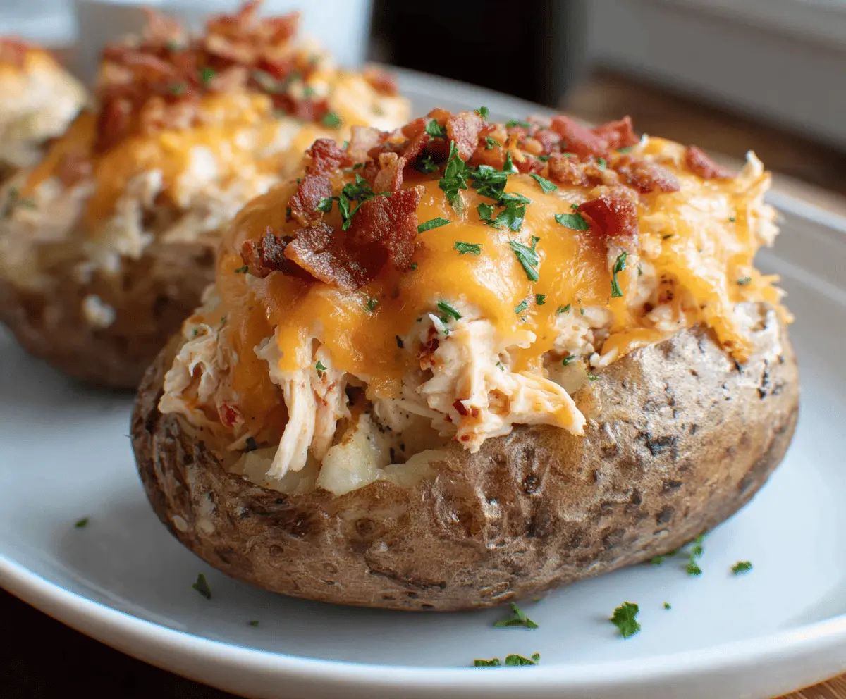 Easy Crack Chicken Stuffed Potatoes
