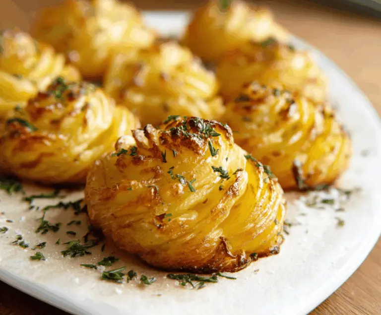 Creamy Duchess Potatoes garnished with chives served on a elegant platter