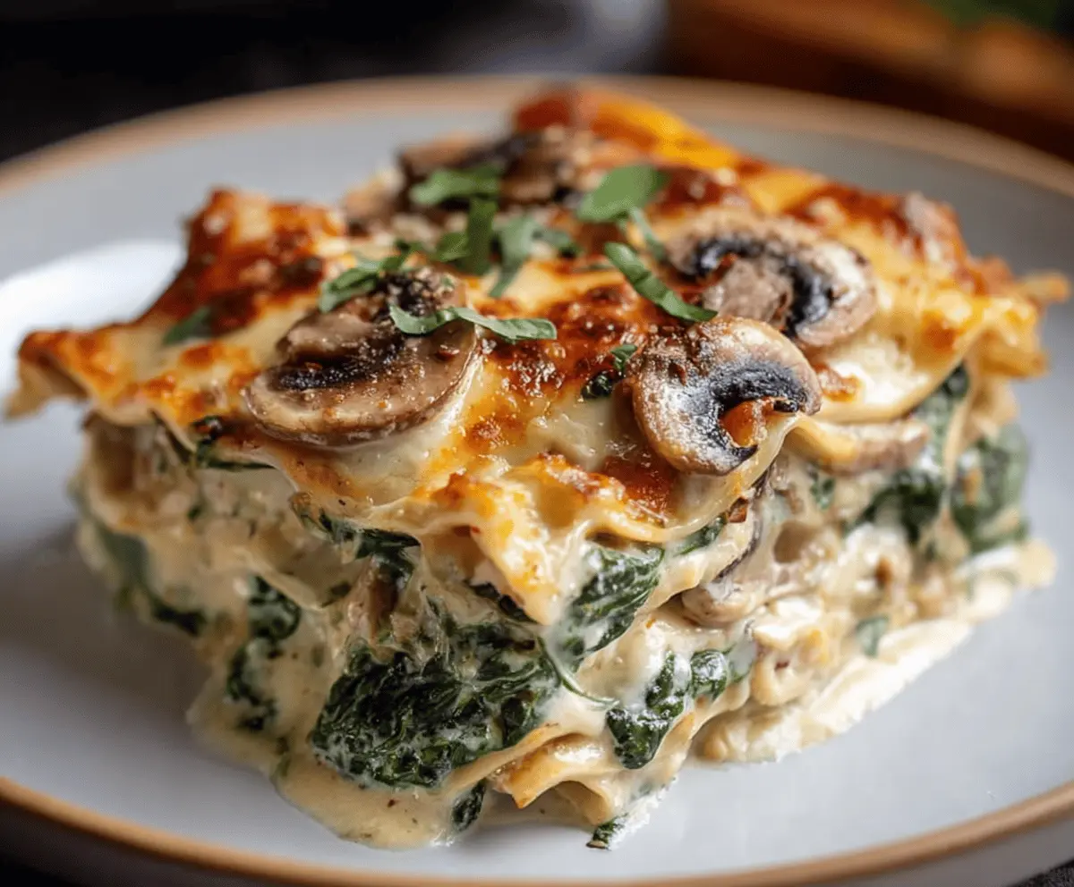 Creamy Spinach Mushroom Lasagna