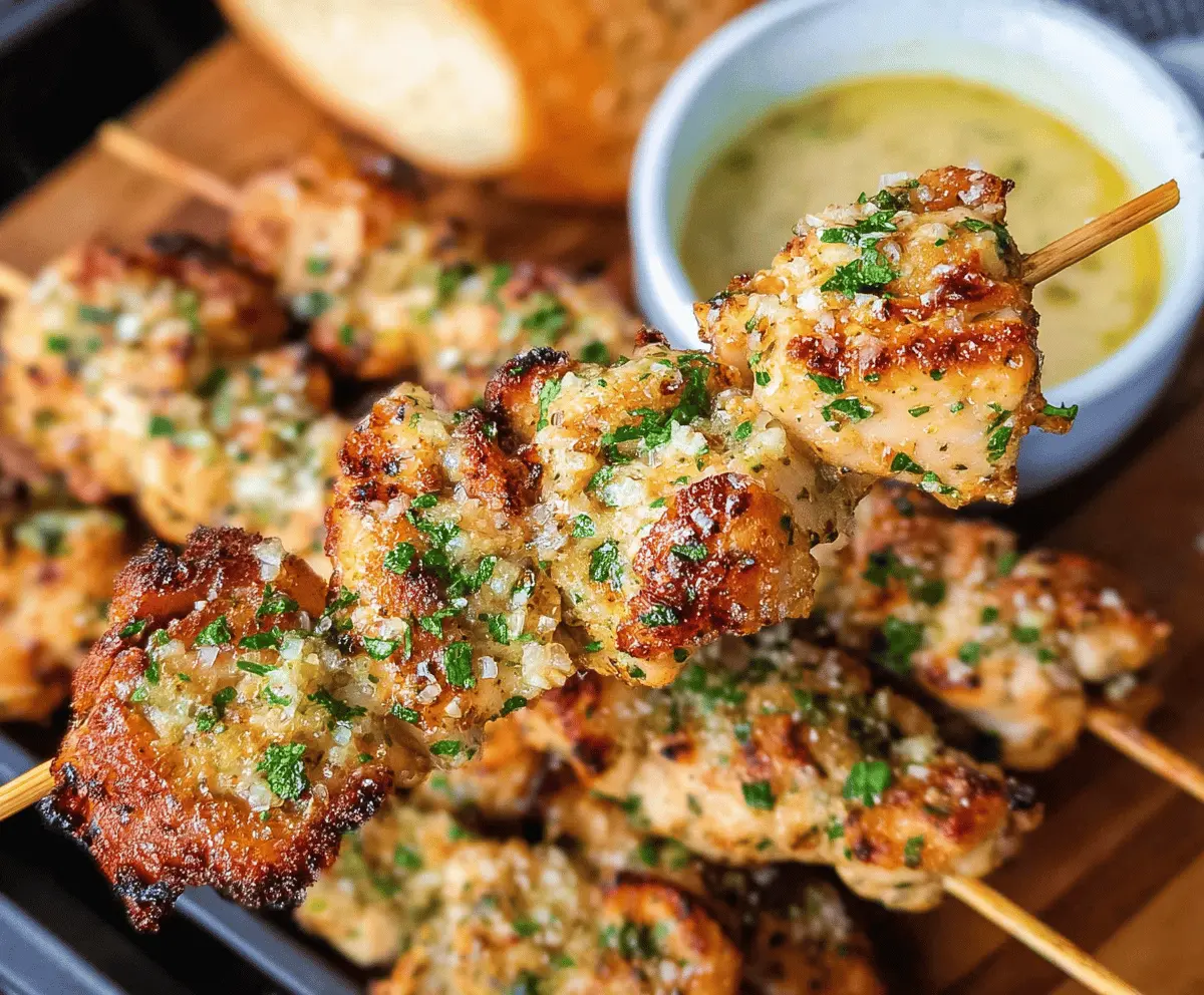 Easy Garlic Parmesan Chicken Skewers