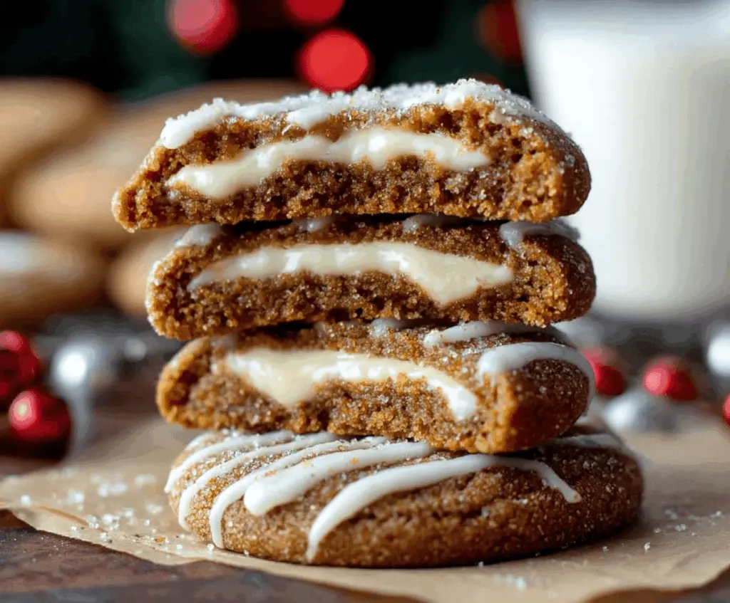 Delicious gingerbread cheesecake cookies with festive spices and creamy texture.