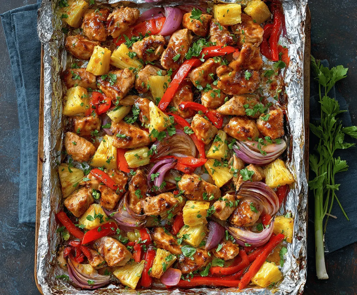 Easy Hawaiian Chicken Sheet Pan