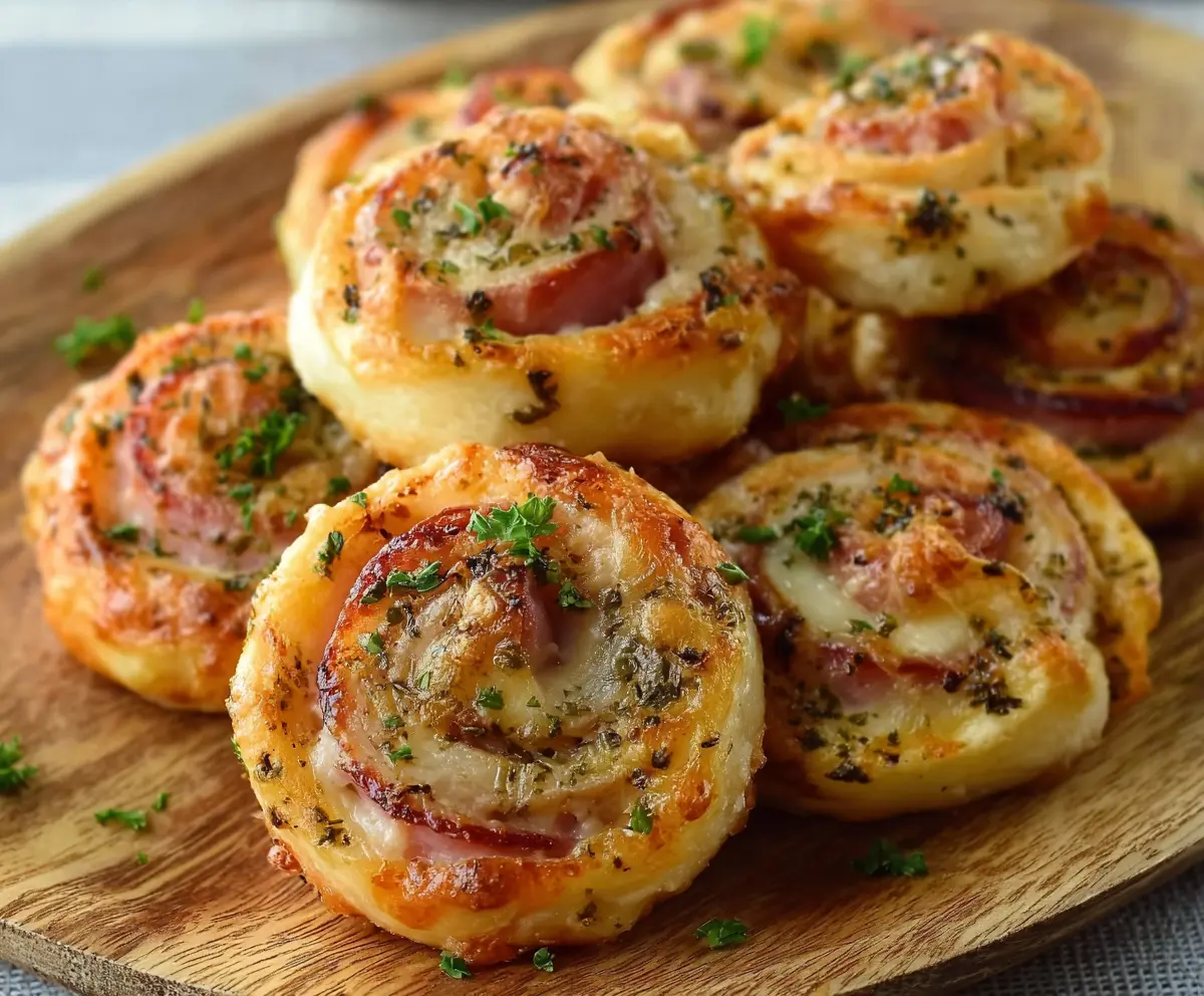 Easy Hot Ham & Cheese Pinwheels