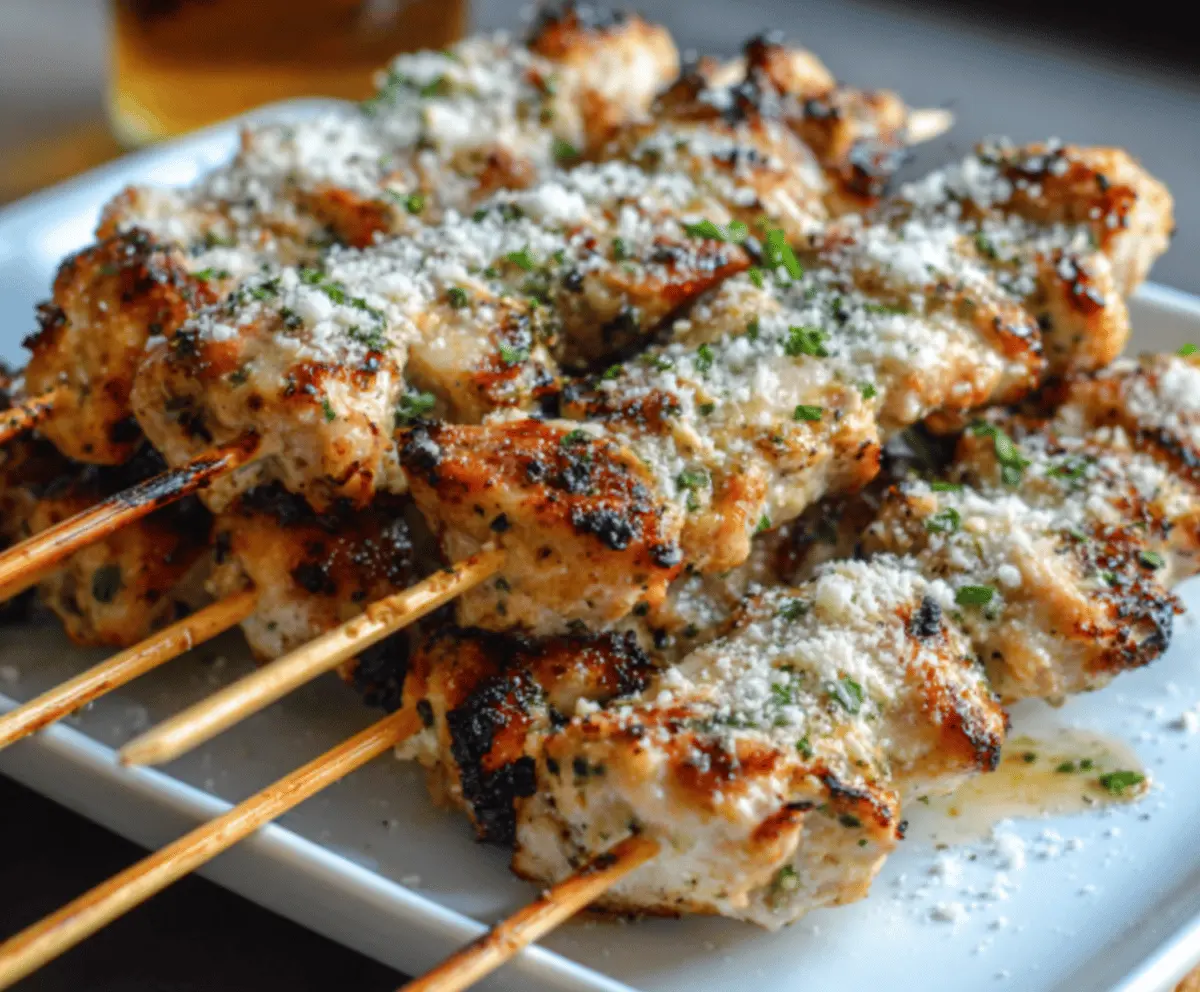 Easy Ranch Garlic Parmesan Chicken Skewers