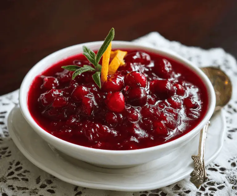 Delicious homemade Christmas cranberry sauce with fresh cranberries and festive ingredients.