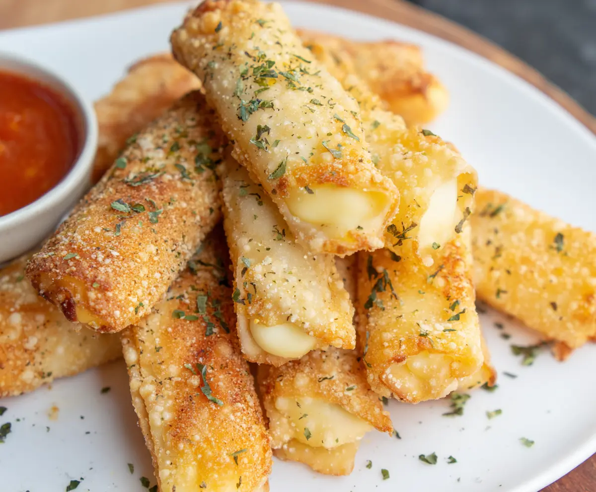 Crispy Air Fryer Wonton Mozzarella Sticks
