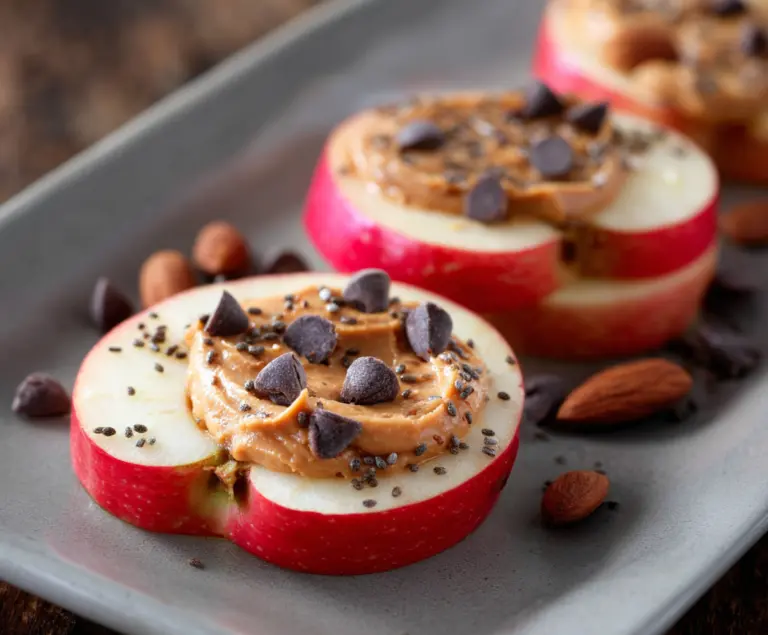 Apple Slices with Almond Butter and Chia Seeds