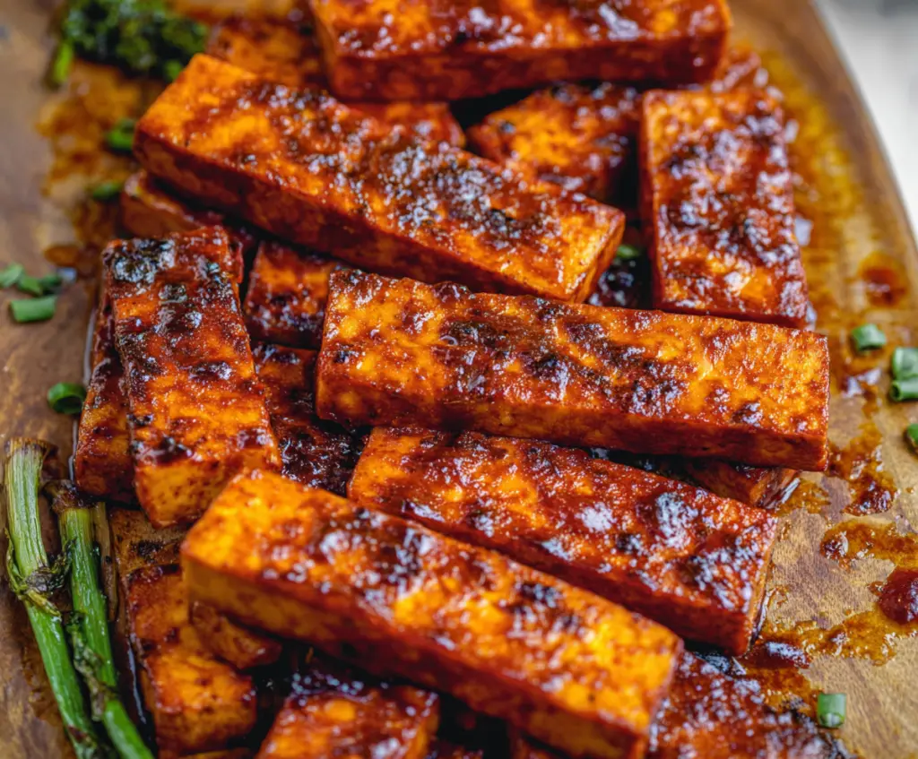 Delicious BBQ tofu slabs grilled to perfection with smoky flavor and vibrant char marks