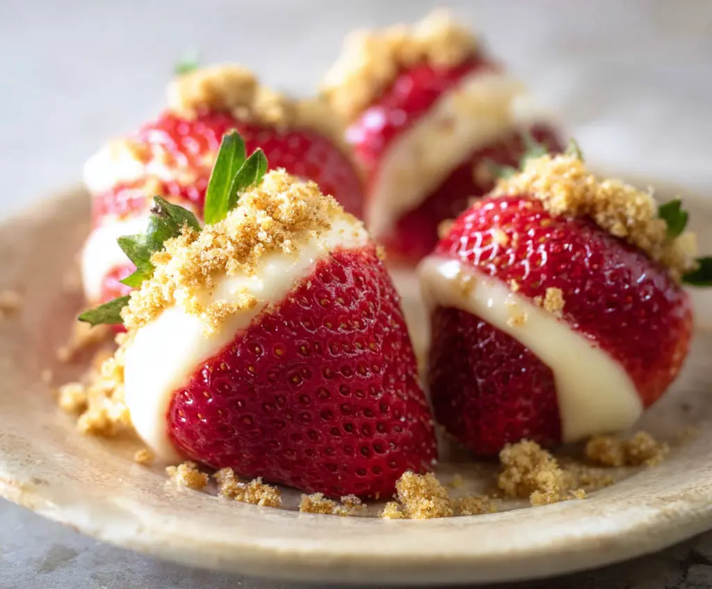 Delicious strawberries filled with creamy cheesecake for a sweet treat.