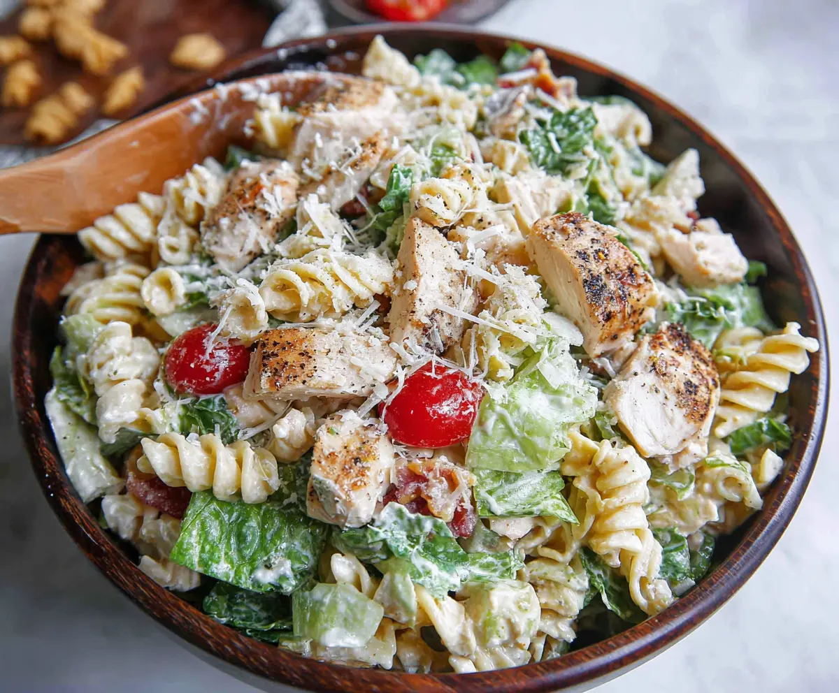 Easy Chicken Caesar Pasta Salad