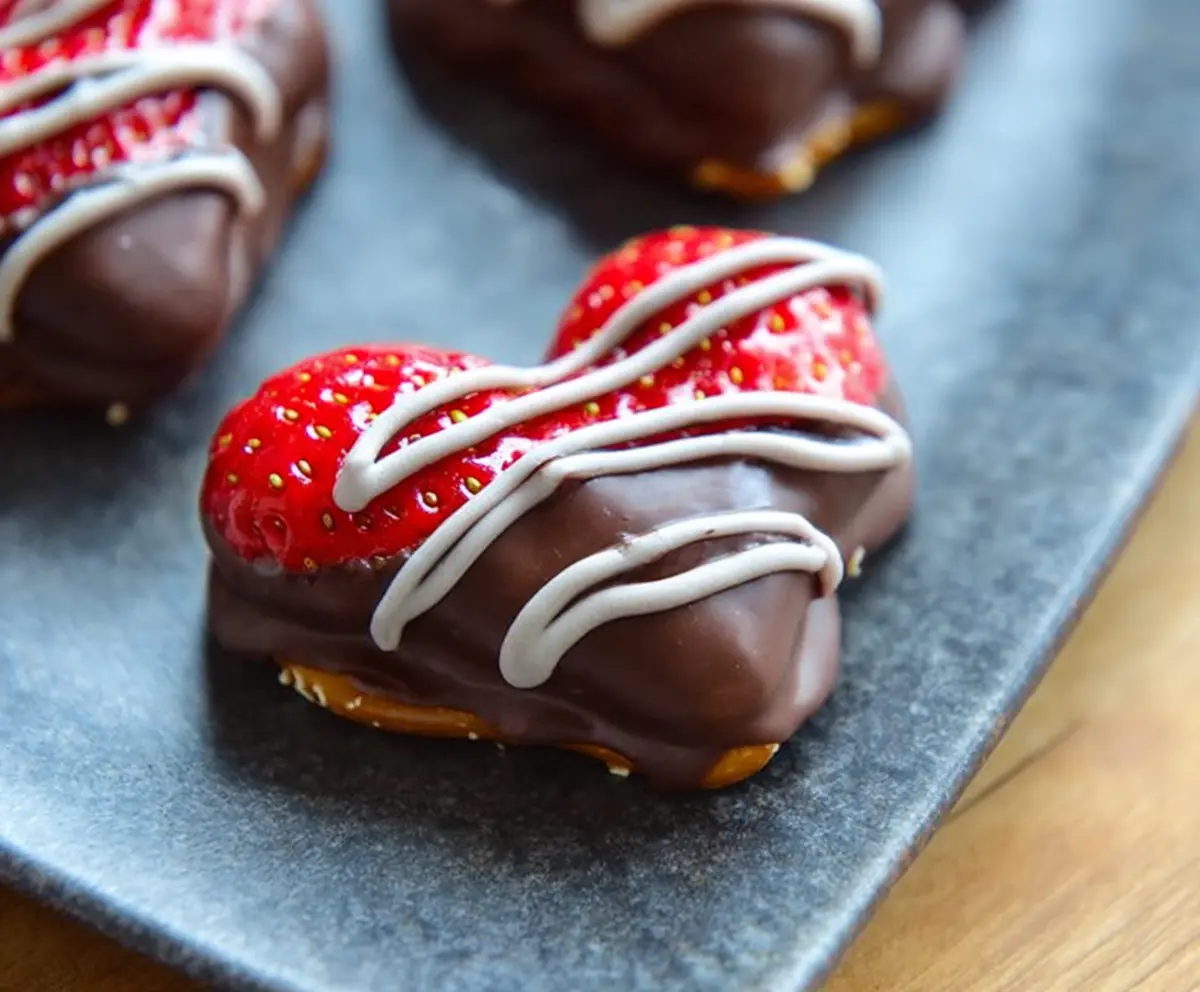 Easy Chocolate-Dipped Strawberry Pretzel Hearts