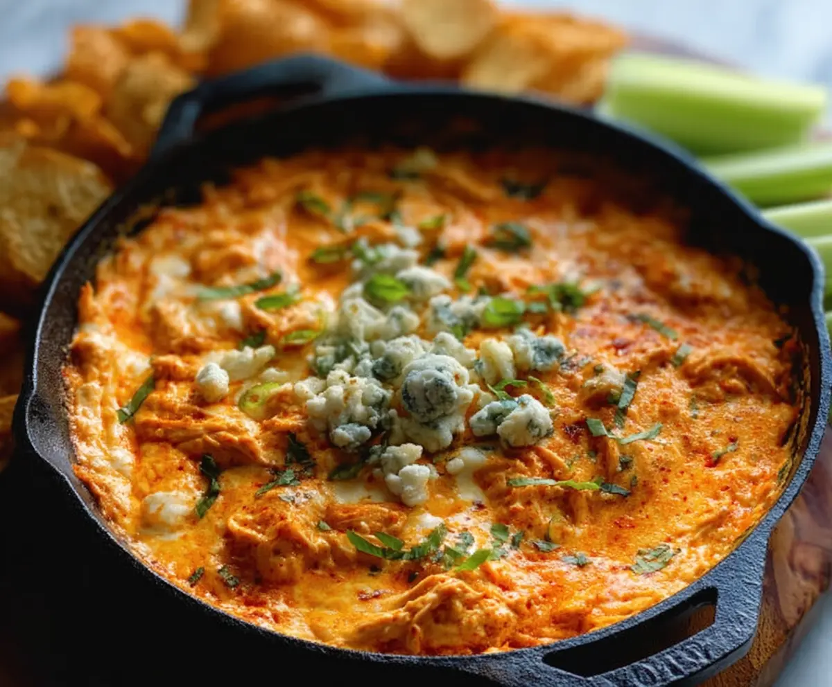 Easy Creamy Spicy Buffalo Chicken Dip