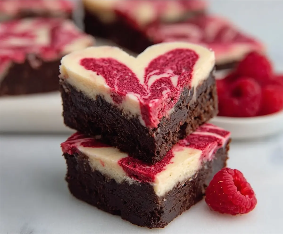 Heart Shaped Raspberry Cheesecake Brownies