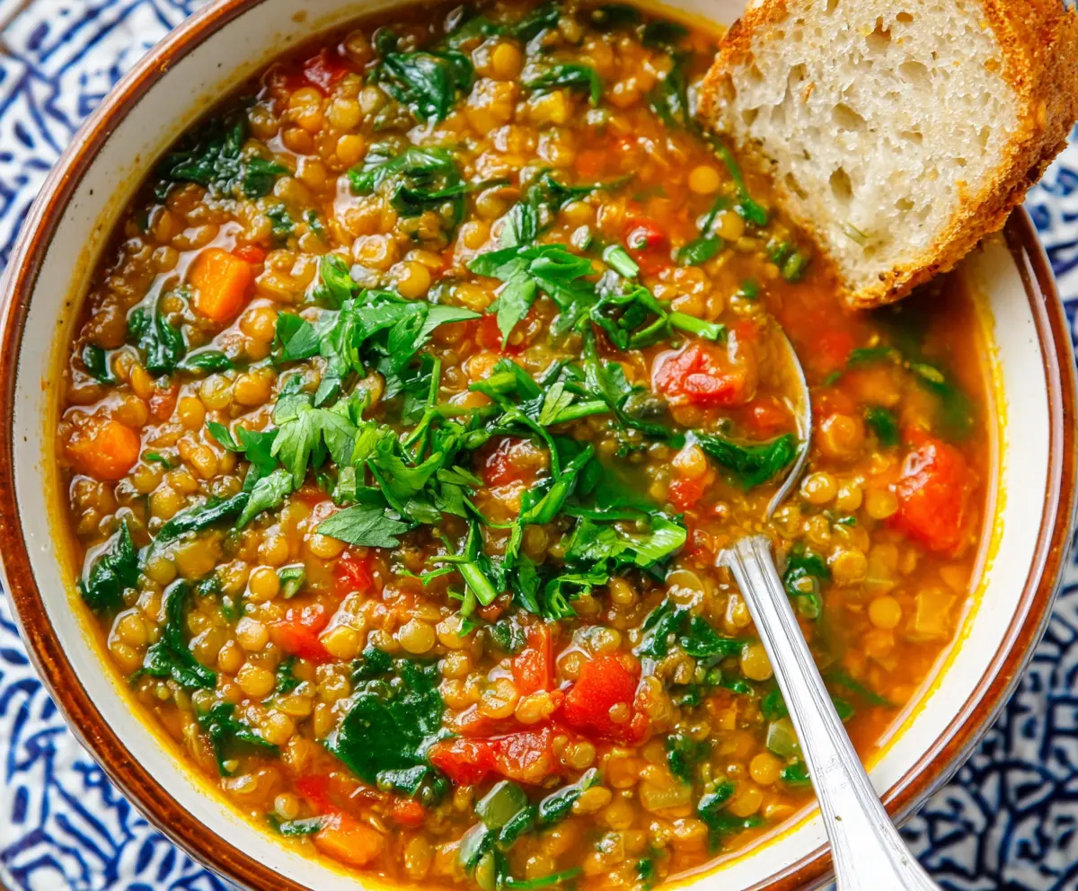 Healthy Lentil Spinach Soup Recipe