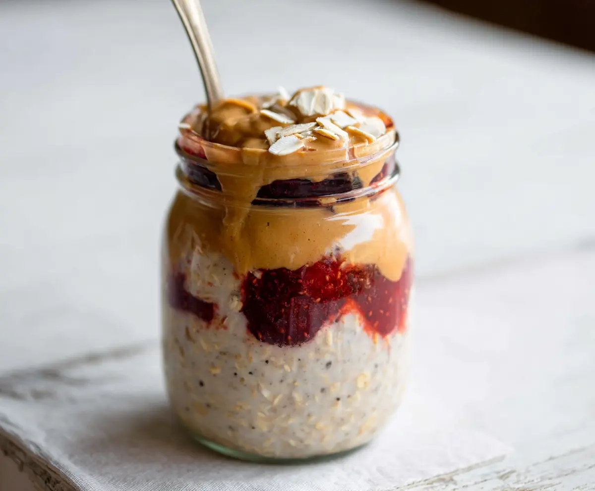 Easy Peanut Butter Jelly Overnight Oats