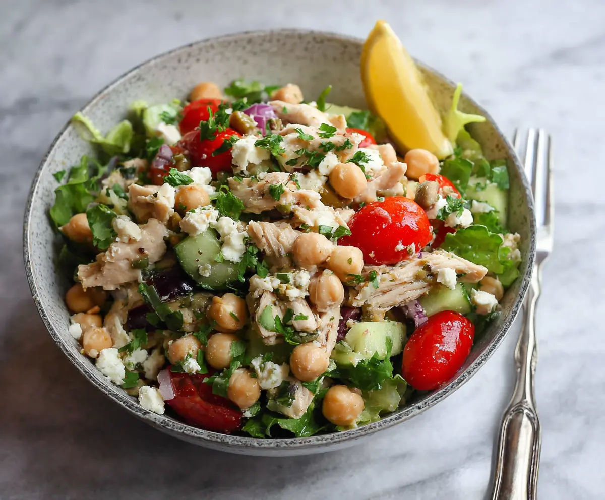Healthy Protein Chickpea Chicken Salad