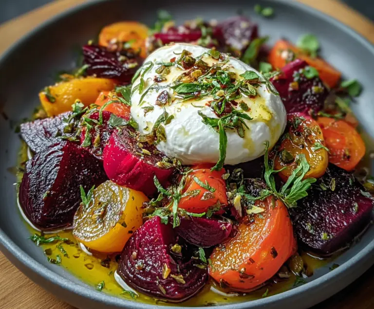 Roasted Beets and Carrots Salad with Burrata