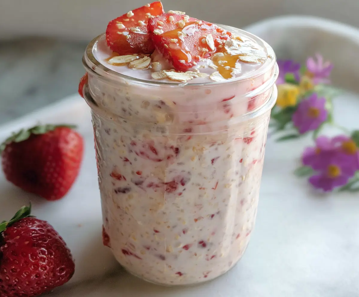 Easy Strawberries & Cream Overnight Oats