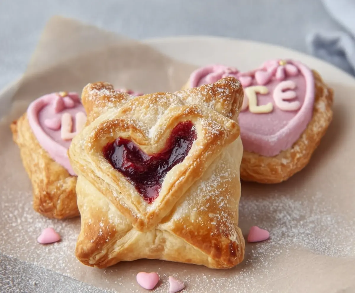 Valentines Love Letter Pastries with heart-shaped details for romantic occasion