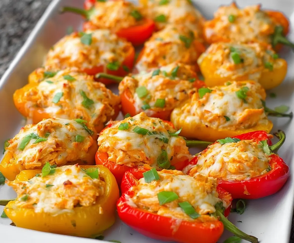 Easy Buffalo Chicken Dip Mini Peppers