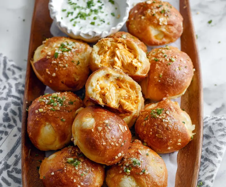 Buffalo Chicken Stuffed Pretzel Bites