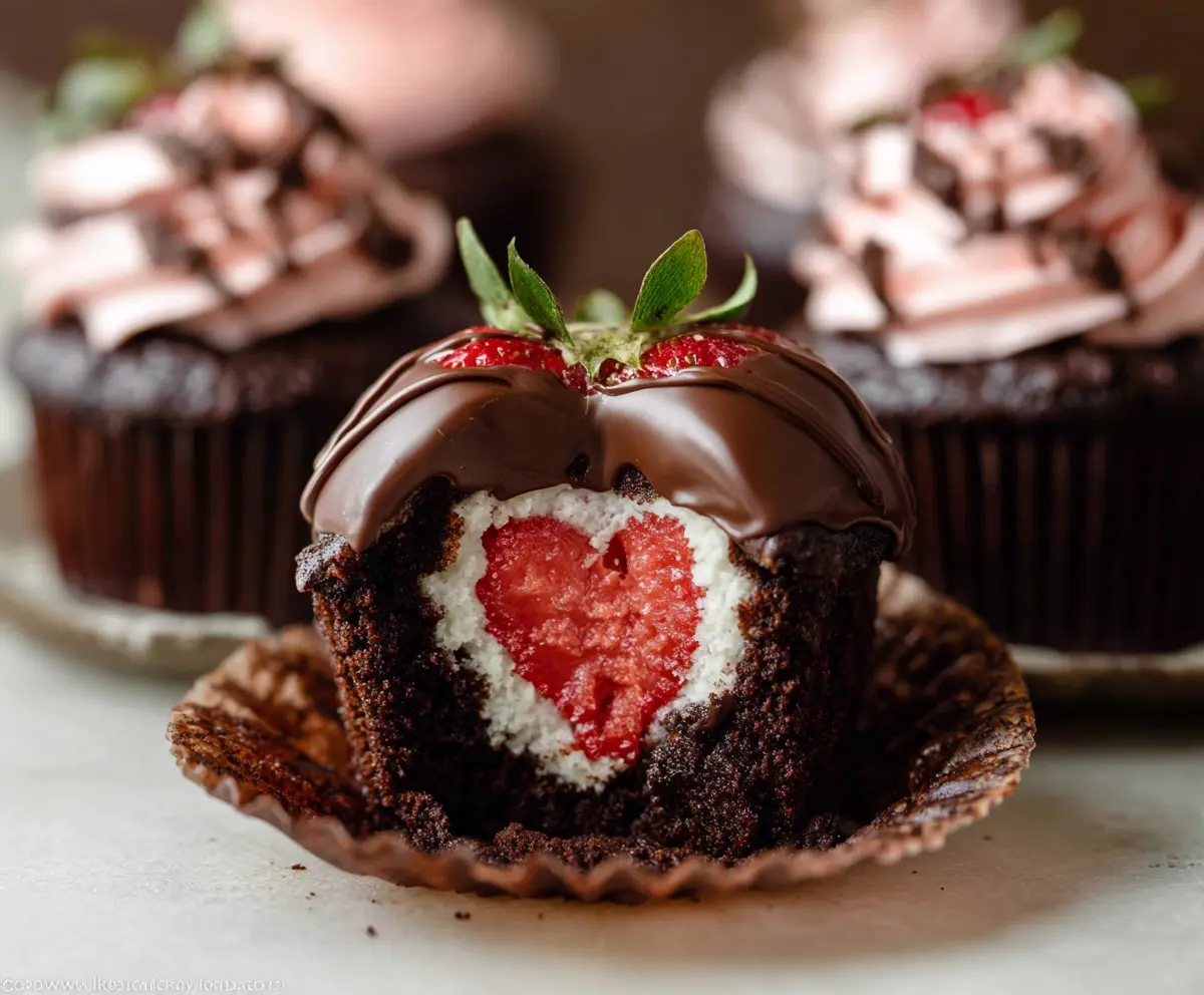 Easy Chocolate Covered Strawberry Cupcakes