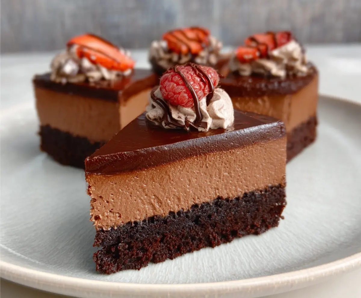 Delicious Chocolate Mousse Brownies with a rich, creamy topping and moist brownie base