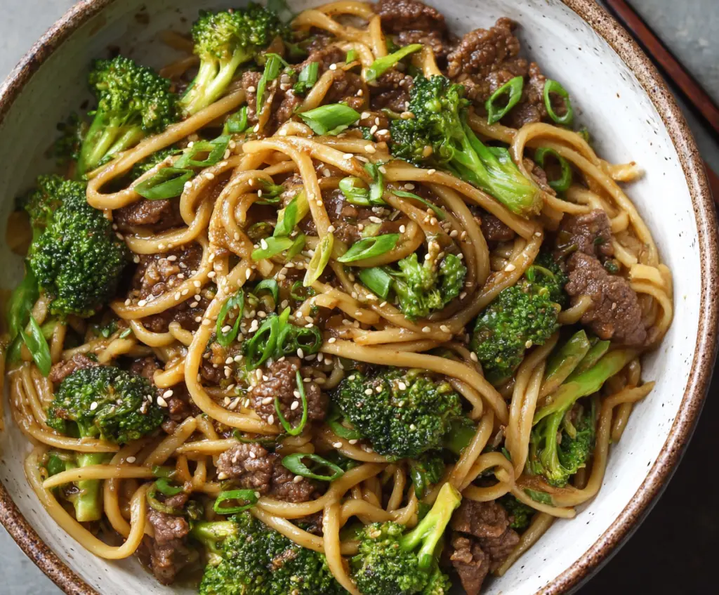 Garlic Ginger Beef and Broccoli Noodles