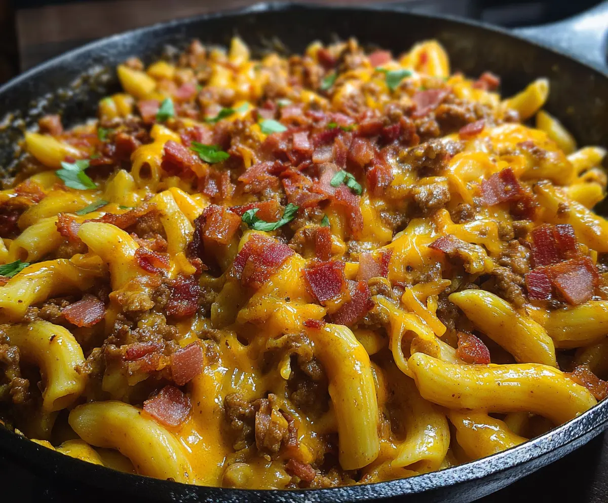 Easy Loaded Bacon Cheeseburger Pasta