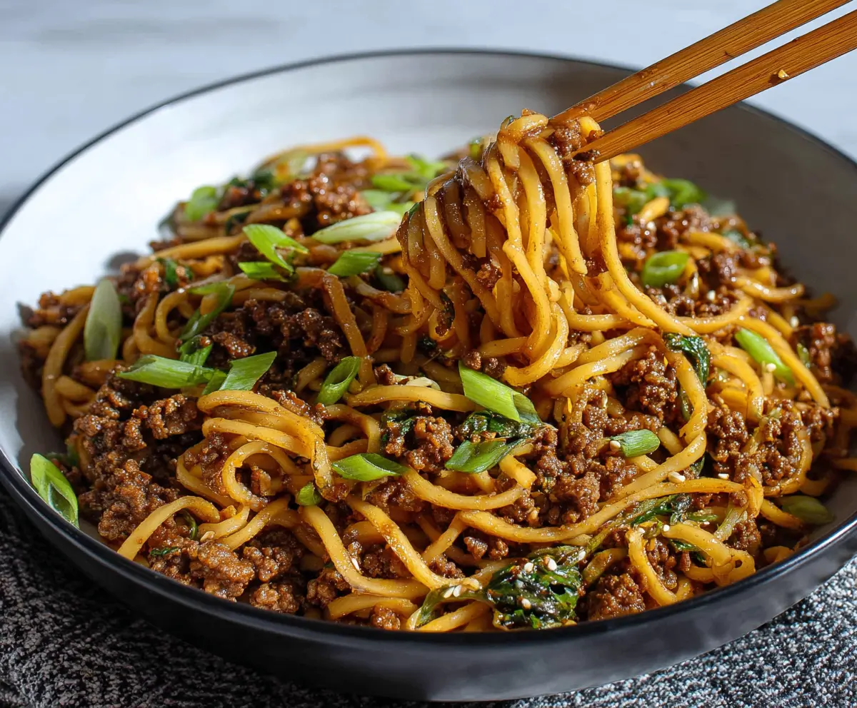 Easy Mongolian Beef Noodles