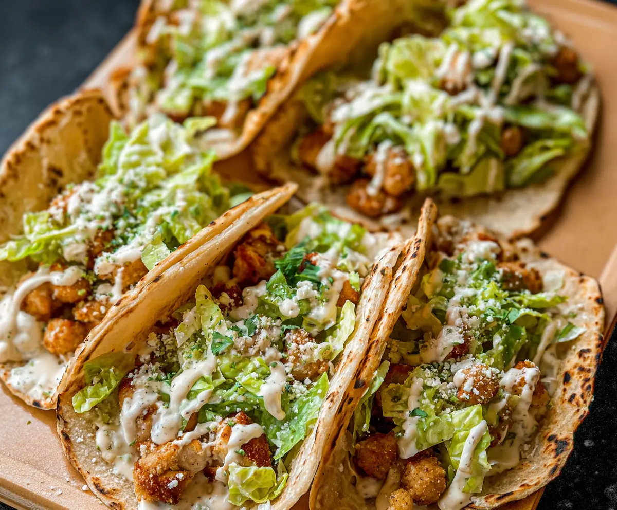 Easy Smash Chicken Caesar Tacos