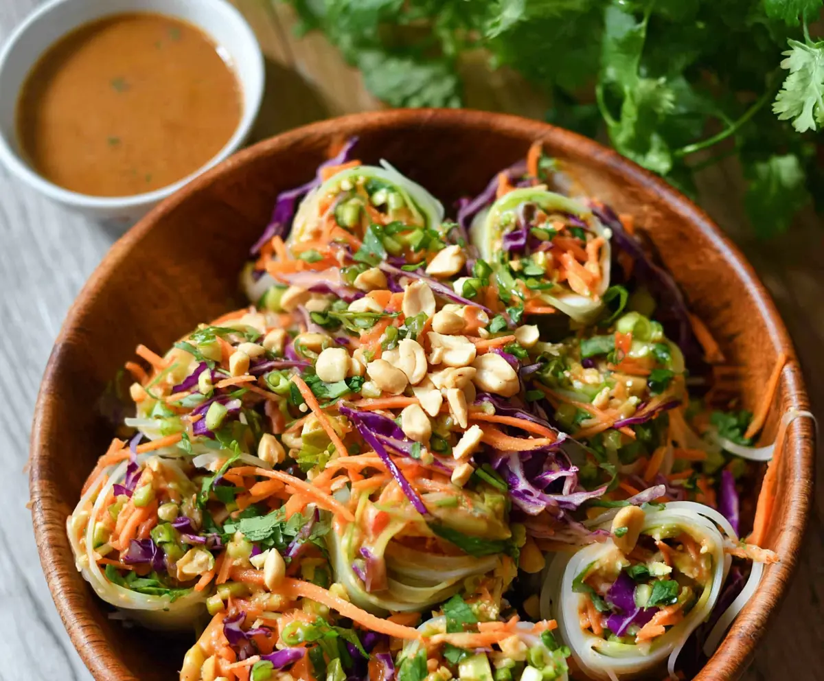 Healthy Spring Roll Salad with Peanut Sauce