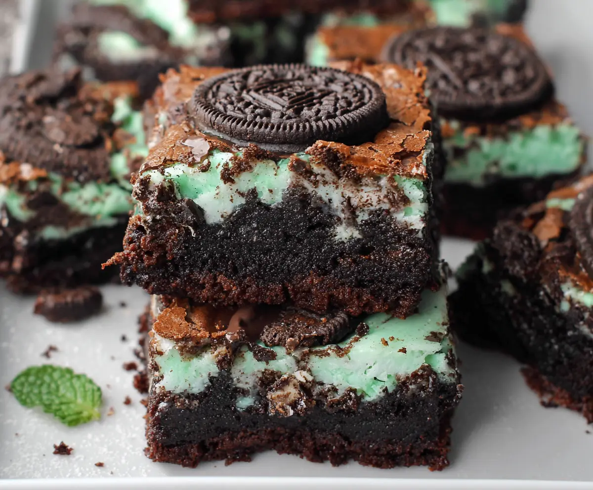 Triple Layer Mint Oreo Brownies
