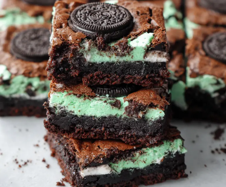 Triple Layer Fudgy Mint Oreo Brownies